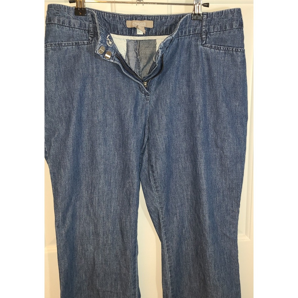 Chicos Trouser Crop Wide Leg Denim Short Sz 1.5